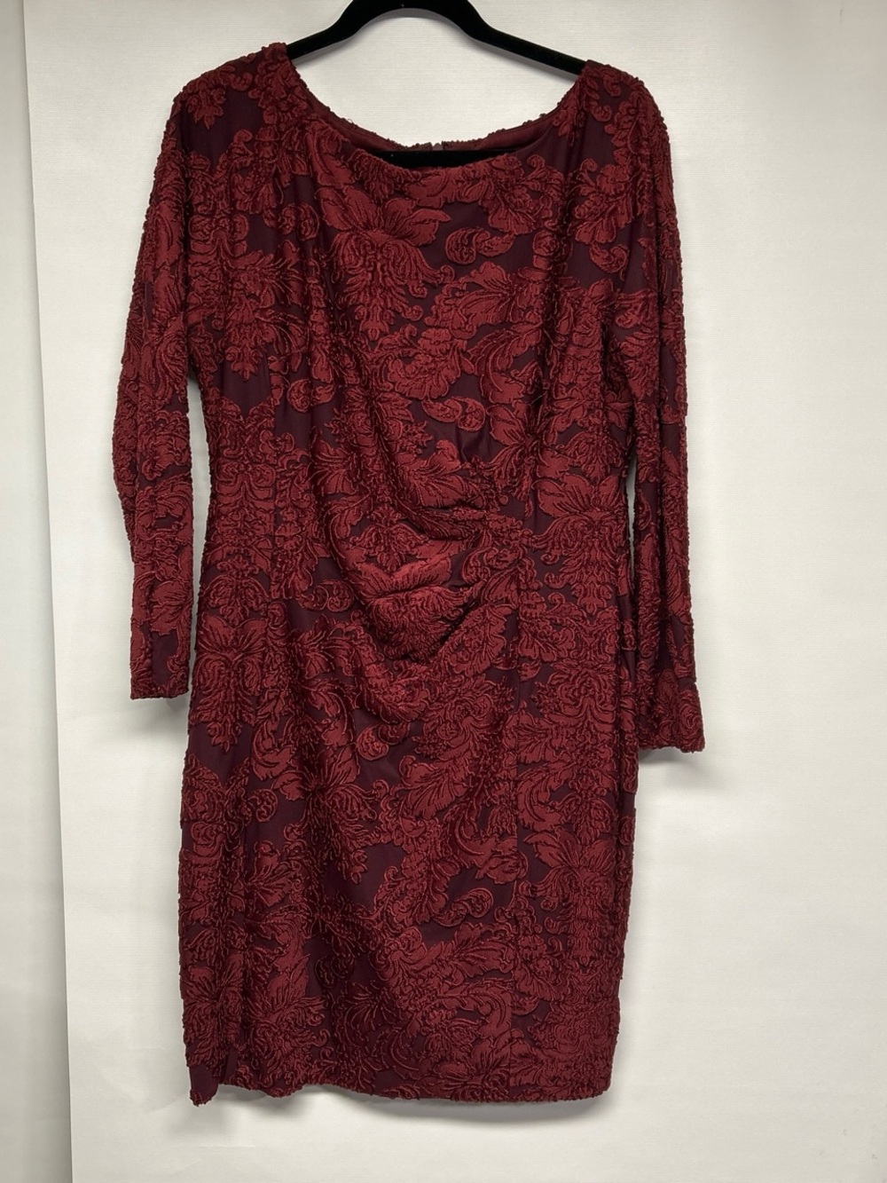 Ralph Lauren Burgundy Textured Midi Dress - Picture 1 of 5